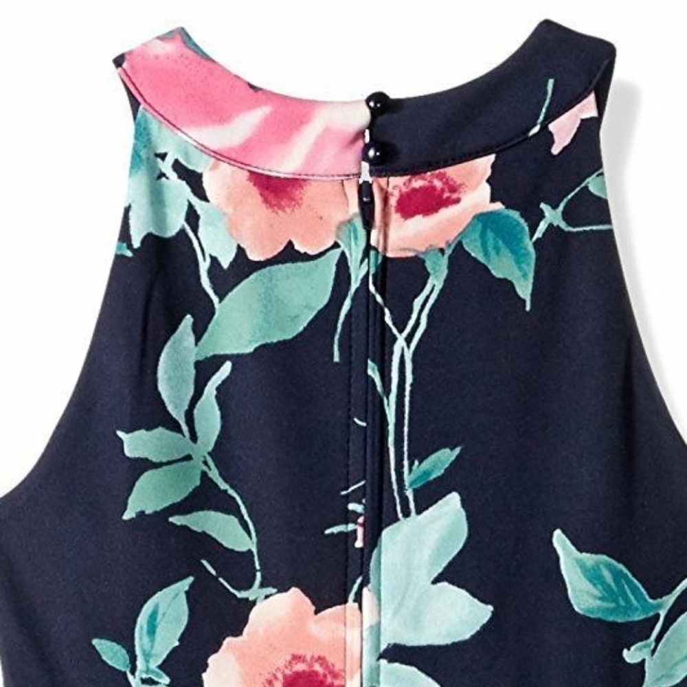 Amy Byer Girls Navy Floral Scuba Fit n Flare Dress Size 8 Sleeveless NWT - Picture 6 of 7